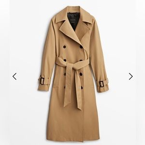 Massimo Dutti Classic Camel Trench Coat XS